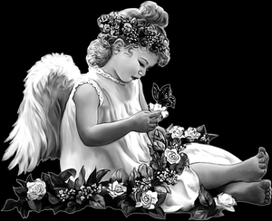 Ангел с бабочкой - картинки для гравировки